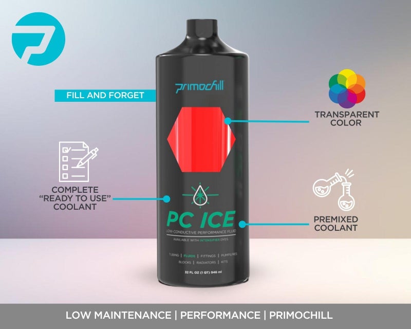 PrimoChill Ice - Computer WaterCooling Coolant, Fill and Forget, Low Viscosity, Low Chemical Content, Full Protection, Proudly Made in The USA (32oz/.9L) - Transparent Red - Image 3